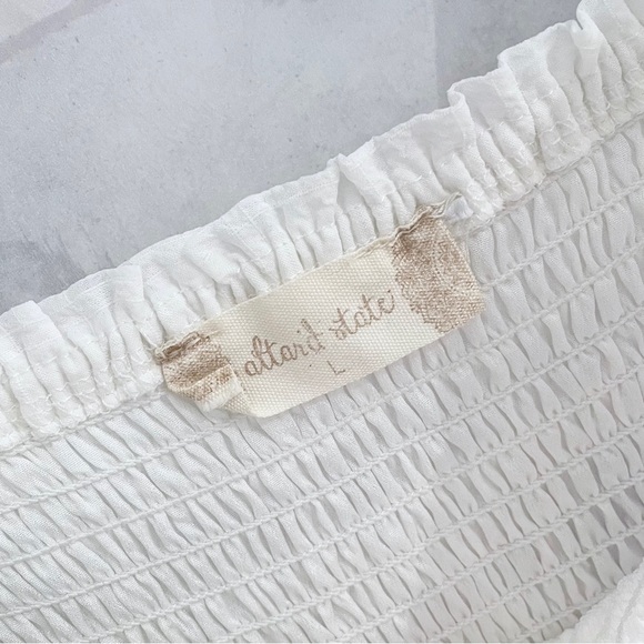 Altar'd State LARGE White Smocked Puff Sleeve Tiered Cottagecore Maxi Dress - Picture 6 of 6